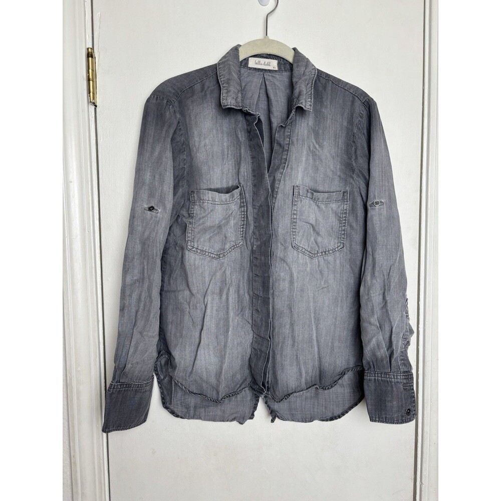 Bella Dahl Button Down Split Back Chambray Tencel Shirt Grey- Size XS